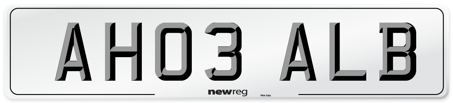 AH03 ALB Number Plate from New Reg